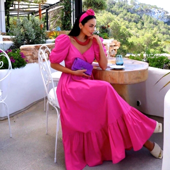 Zara Puff Sleeves Midi Dress Bloggers Favorite Size M - Picture 1 of 8